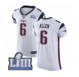 Men's Nike New England Patriots #6 Ryan Allen White Vapor Untouchable Elite Player Super Bowl LIII Bound NFL Jersey
