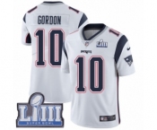 Men's Nike New England Patriots #10 Josh Gordon White Vapor Untouchable Limited Player Super Bowl LIII Bound NFL Jersey