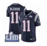 Men's Nike New England Patriots #11 Drew Bledsoe Navy Blue Team Color Vapor Untouchable Limited Player Super Bowl LIII Bound NFL Jersey