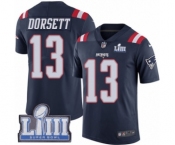 Men's Nike New England Patriots #13 Phillip Dorsett Limited Navy Blue Rush Vapor Untouchable Super Bowl LIII Bound NFL Jersey