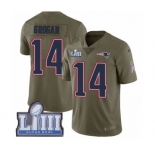 Men's Nike New England Patriots #14 Steve Grogan Limited Olive 2017 Salute to Service Super Bowl LIII Bound NFL Jersey