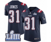 Men's Nike New England Patriots #31 Jonathan Jones Limited Navy Blue Rush Vapor Untouchable Super Bowl LIII Bound NFL Jersey