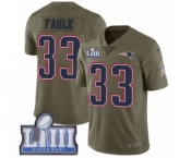 Men's Nike New England Patriots #33 Kevin Faulk Limited Olive 2017 Salute to Service Super Bowl LIII Bound NFL Jersey