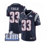 Men's Nike New England Patriots #33 Kevin Faulk Navy Blue Team Color Vapor Untouchable Limited Player Super Bowl LIII Bound NFL Jersey