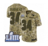 Men's Nike New England Patriots #34 Rex Burkhead Limited Camo 2018 Salute to Service Super Bowl LIII Bound NFL Jersey