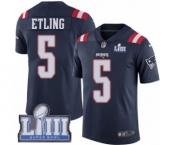Men's Nike New England Patriots #5 Danny Etling Limited Navy Blue Rush Vapor Untouchable Super Bowl LIII Bound NFL Jersey
