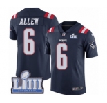 Men's Nike New England Patriots #6 Ryan Allen Limited Navy Blue Rush Vapor Untouchable Super Bowl LIII Bound NFL Jersey