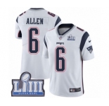 Men's Nike New England Patriots #6 Ryan Allen White Vapor Untouchable Limited Player Super Bowl LIII Bound NFL Jersey
