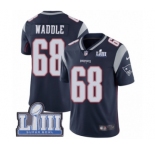 Men's Nike New England Patriots #68 LaAdrian Waddle Navy Blue Team Color Vapor Untouchable Limited Player Super Bowl LIII Bound NFL Jersey