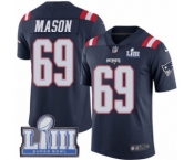 Men's Nike New England Patriots #69 Shaq Mason Limited Navy Blue Rush Vapor Untouchable Super Bowl LIII Bound NFL Jersey