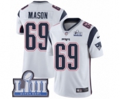 Men's Nike New England Patriots #69 Shaq Mason White Vapor Untouchable Limited Player Super Bowl LIII Bound NFL Jersey