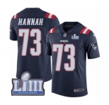 Men's Nike New England Patriots #73 John Hannah Limited Navy Blue Rush Vapor Untouchable Super Bowl LIII Bound NFL Jersey