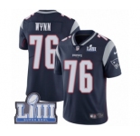 Men's Nike New England Patriots #76 Isaiah Wynn Navy Blue Team Color Vapor Untouchable Limited Player Super Bowl LIII Bound NFL Jersey
