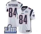 Men's Nike New England Patriots #84 Cordarrelle Patterson White Vapor Untouchable Limited Player Super Bowl LIII Bound NFL Jersey