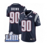 Men's Nike New England Patriots #90 Malcom Brown Navy Blue Team Color Vapor Untouchable Limited Player Super Bowl LIII Bound NFL Jersey