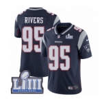 Men's Nike New England Patriots #95 Derek Rivers Navy Blue Team Color Vapor Untouchable Limited Player Super Bowl LIII Bound NFL Jersey