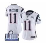 Women's Nike New England Patriots #11 Drew Bledsoe White Vapor Untouchable Limited Player Super Bowl LIII Bound NFL Jersey