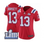 Women's Nike New England Patriots #13 Phillip Dorsett Red Alternate Vapor Untouchable Limited Player Super Bowl LIII Bound NFL Jersey