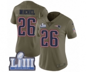 Women's Nike New England Patriots #26 Sony Michel Limited Olive 2017 Salute to Service Super Bowl LIII Bound NFL Jersey