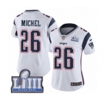 Women's Nike New England Patriots #26 Sony Michel White Vapor Untouchable Limited Player Super Bowl LIII Bound NFL Jersey