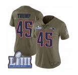 Women's Nike New England Patriots #45 Donald Trump Limited Olive 2017 Salute to Service Super Bowl LIII Bound NFL Jersey