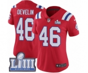Women's Nike New England Patriots #46 James Develin Red Alternate Vapor Untouchable Limited Player Super Bowl LIII Bound NFL Jersey