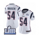 Women's Nike New England Patriots #54 Tedy Bruschi White Vapor Untouchable Limited Player Super Bowl LIII Bound NFL Jersey