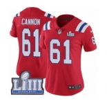 Women's Nike New England Patriots #61 Marcus Cannon Red Alternate Vapor Untouchable Limited Player Super Bowl LIII Bound NFL Jersey
