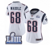 Women's Nike New England Patriots #68 LaAdrian Waddle White Vapor Untouchable Limited Player Super Bowl LIII Bound NFL Jersey