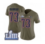 Women's Nike New England Patriots #73 John Hannah Limited Olive 2017 Salute to Service Super Bowl LIII Bound NFL Jersey