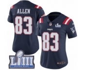 Women's Nike New England Patriots #83 Dwayne Allen Limited Navy Blue Rush Vapor Untouchable Super Bowl LIII Bound NFL Jersey