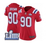 Women's Nike New England Patriots #90 Malcom Brown Red Alternate Vapor Untouchable Limited Player Super Bowl LIII Bound NFL Jersey