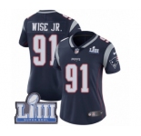 Women's Nike New England Patriots #91 Deatrich Wise Jr Navy Blue Team Color Vapor Untouchable Limited Player Super Bowl LIII Bound NFL Jersey
