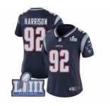 Women's Nike New England Patriots #92 James Harrison Navy Blue Team Color Vapor Untouchable Limited Player Super Bowl LIII Bound NFL Jersey