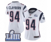 Women's Nike New England Patriots #94 Adrian Clayborn White Vapor Untouchable Limited Player Super Bowl LIII Bound NFL Jersey