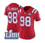 Women's Nike New England Patriots #98 Trey Flowers Red Alternate Vapor Untouchable Limited Player Super Bowl LIII Bound NFL Jersey