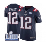 Youth Nike New England Patriots #12 Tom Brady Limited Navy Blue Rush Vapor Untouchable Super Bowl LIII Bound NFL Jersey