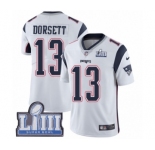Youth Nike New England Patriots #13 Phillip Dorsett White Vapor Untouchable Limited Player Super Bowl LIII Bound NFL Jersey