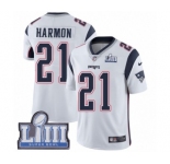 Youth Nike New England Patriots #21 Duron Harmon White Vapor Untouchable Limited Player Super Bowl LIII Bound NFL Jersey