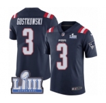 Youth Nike New England Patriots #3 Stephen Gostkowski Limited Navy Blue Rush Vapor Untouchable Super Bowl LIII Bound NFL Jersey