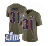 Youth Nike New England Patriots #31 Jonathan Jones Limited Olive 2017 Salute to Service Super Bowl LIII Bound NFL Jersey