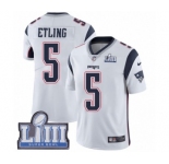 Youth Nike New England Patriots #5 Danny Etling White Vapor Untouchable Limited Player Super Bowl LIII Bound NFL Jersey