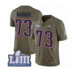 Youth Nike New England Patriots #73 John Hannah Limited Olive 2017 Salute to Service Super Bowl LIII Bound NFL Jersey