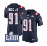 Youth Nike New England Patriots #91 Deatrich Wise Jr Limited Navy Blue Rush Vapor Untouchable Super Bowl LIII Bound NFL Jersey