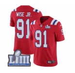 Youth Nike New England Patriots #91 Deatrich Wise Jr Red Alternate Vapor Untouchable Limited Player Super Bowl LIII Bound NFL Jersey
