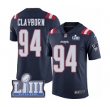 Youth Nike New England Patriots #94 Adrian Clayborn Limited Navy Blue Rush Vapor Untouchable Super Bowl LIII Bound NFL Jersey