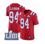 Youth Nike New England Patriots #94 Adrian Clayborn Red Alternate Vapor Untouchable Limited Player Super Bowl LIII Bound NFL Jersey