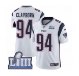 Youth Nike New England Patriots #94 Adrian Clayborn White Vapor Untouchable Limited Player Super Bowl LIII Bound NFL Jersey
