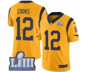 Men's Nike Los Angeles Rams #12 Brandin Cooks Limited Gold Rush Vapor Untouchable Super Bowl LIII Bound NFL Jersey