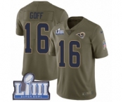 Men's Nike Los Angeles Rams #16 Jared Goff Limited Olive 2017 Salute to Service Super Bowl LIII Bound NFL Jersey